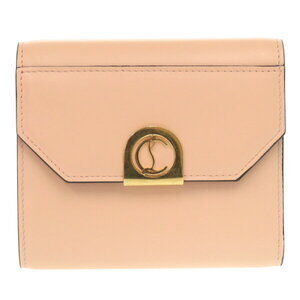 Christian Louboutin Elisa Compact Wallet Pink Leather Tri fold